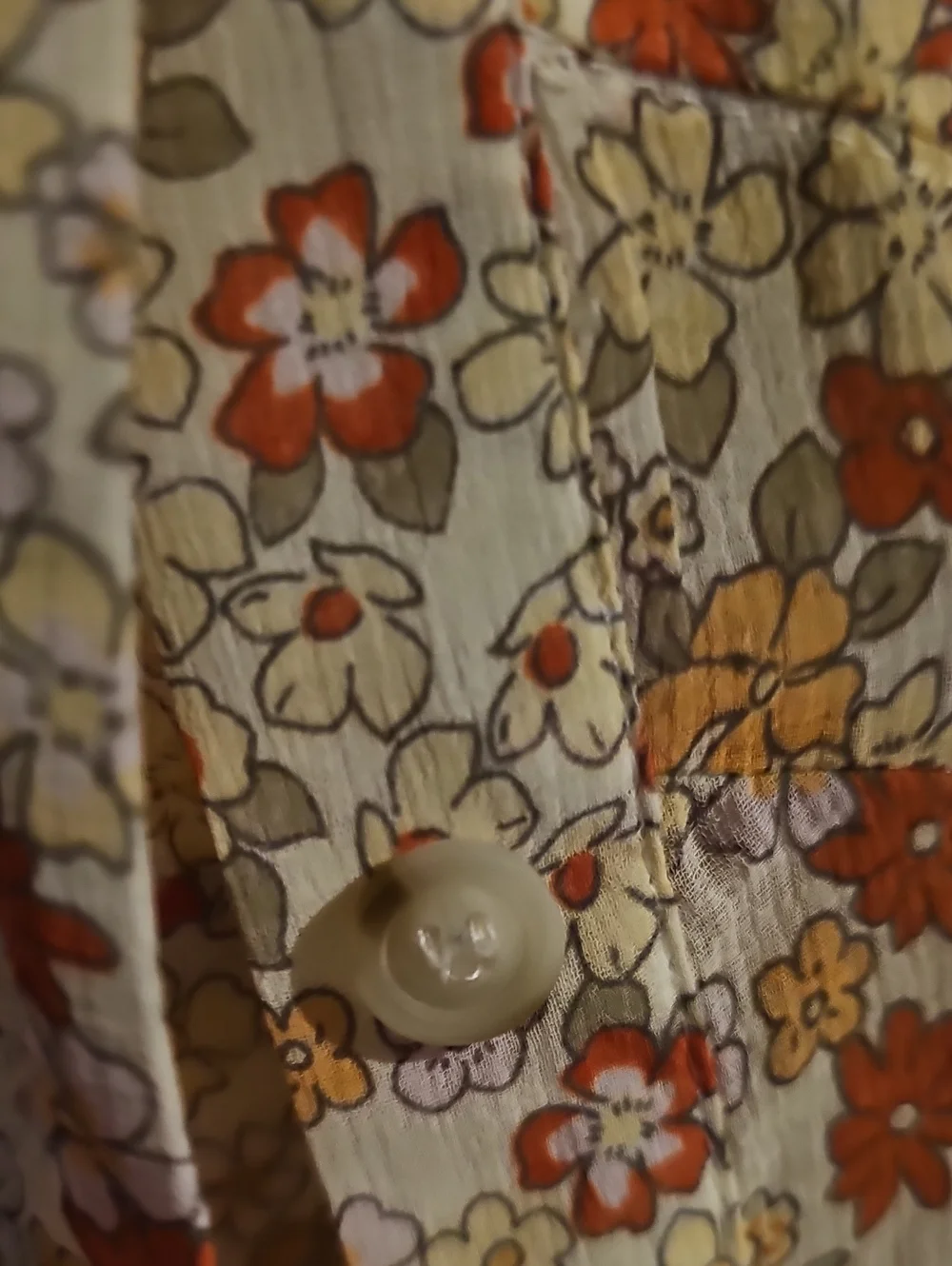 Floral Button-Front Midi Dress in Cream and Red